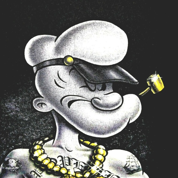 Popeye The Sailor Man Black Tee-Shirt - Picture 2 of 5